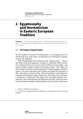 2 Egyptosophy and Hermeticism in Esoteric European Tradition