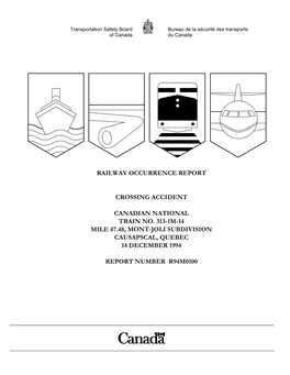 Railway Occurrence Report Crossing Accident Canadian