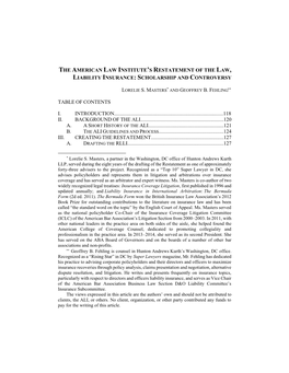 The American Law Institute's Restatement of the Law