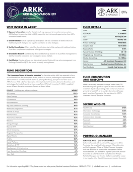 ARK INNOVATION ETF As of September 30, 2019