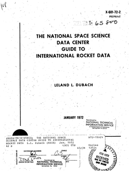 The National Space Science Data Center Guide to International Rocket Data