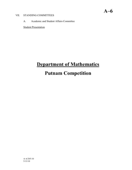 Department of Mathematics Putnam Competition