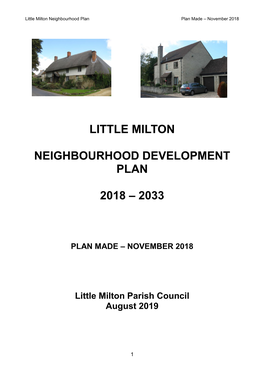 Little Milton Neighbourhood Development Plan 2018 – 2033