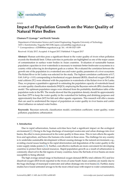 Impact of Population Growth on the Water Quality of Natural Water Bodies