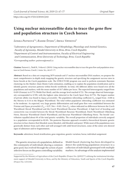 Using Nuclear Microsatellite Data to Trace the Gene Flow and Population Structure in Czech Horses