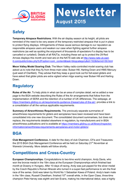 Safety Regulatory BGA Competitions and Cross-Country