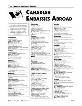 Canadian Embassies Abroad Canadian Embassies Abroad