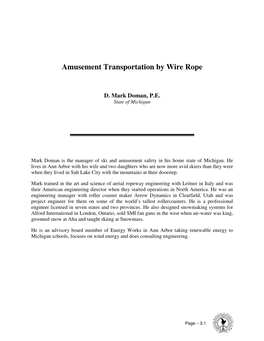 Amusement Transportation by Wire Rope