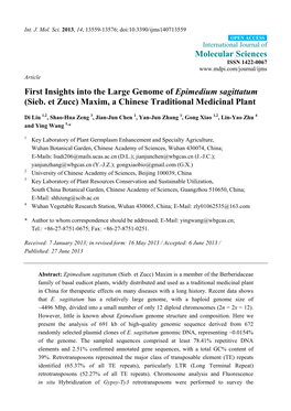 First Insights Into the Large Genome of Epimedium Sagittatum (Sieb