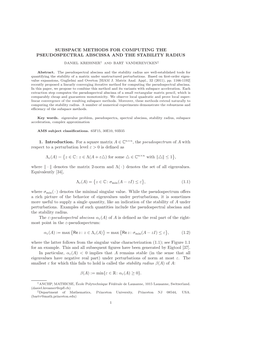 Subspace Methods for Computing the Pseudospectral Abscissa and the Stability Radius