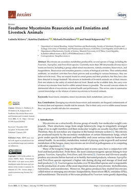 Feedborne Mycotoxins Beauvericin and Enniatins and Livestock Animals