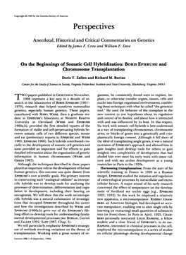 On the Beginnings of Somatic Cell Hybridization