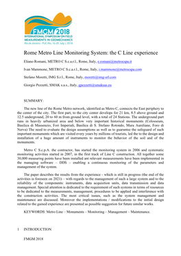 Rome Metro Line Monitoring System: the C Line Experience