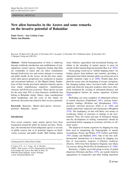 New Alien Barnacles in the Azores and Some Remarks on the Invasive Potential of Balanidae