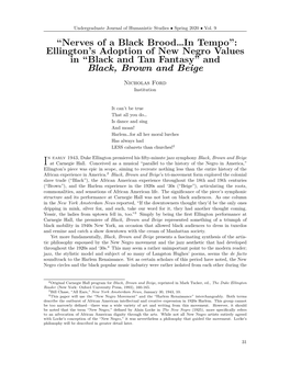 “Nerves of a Black Brood…In Tempo”: Ellington's Adoption of New Negro