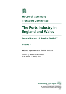 The Ports Industry in England and Wales