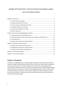 Geology of the Alps Part 1: General Remarks; Austroalpine Nappes