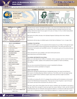 RMACWBB 2015–16 Westminster Women's Basketball Game Notes