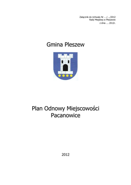 Gmina Pleszew Plan Odnowy Miejscowości Pacanowice