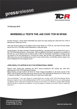 Morbidelli Tests the Jas Civic Tcr in Spain