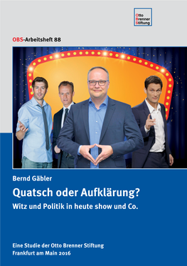 Witz Und Politik in Heute Show Und Co