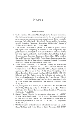 Introduction 1. Carlos Newland Defines the “Teaching State” As the Set of Institutions That Latin American Governments Creat