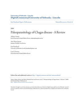 Paleoparasitology of Chagas Disease - a Review Adauto Araujo Escola Nacional De Saúde Pública-Fiocruz, Adauto@Ensp.Fiocruz.Br