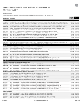 Apple US Education Institution Price List