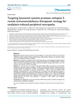 Theranostics Targeting Lysosomal Cysteine Protease Cathepsin S Reveals Immunomodulatory Therapeutic Strategy for Oxaliplatin-Ind