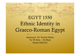 Ethnic Identity in Graeco-Roman Egypt