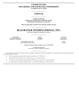 SEACHANGE INTERNATIONAL, INC. (Exact Name of Registrant As Specified in Its Charter)