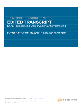 Event Transcripts Are Based, Companies May Make Projections Or Other Forward-Looking Statements Regarding a Variety of Items