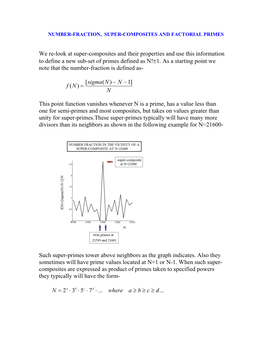 We Re-Look at Super-Composites and Their Properties and Use This Information to Define a New Sub-Set of Primes Defined As N!1