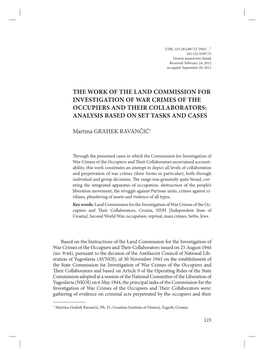 The Work of the Land Commission for Investigation of War Crimes of the Occupiers and Their Collaborators: Analysis Based on Set Tasks and Cases