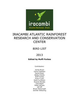 Iracambi Bird List