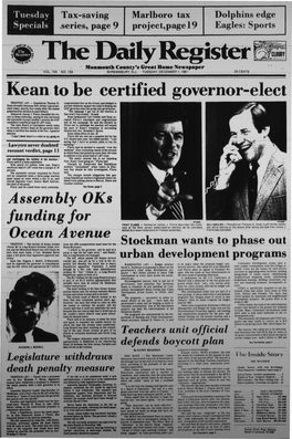 Kean to Be Certified Governor-Elect TRENTON (AP) - Republican Thomas H