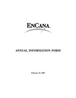 Annual Information Form 2007