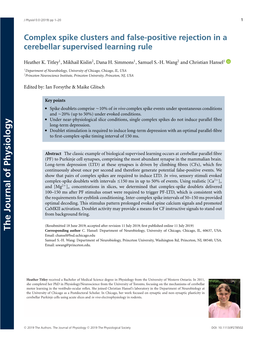 Complex Spike Clusters and False‐