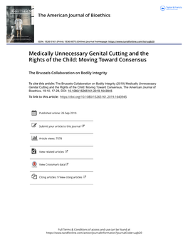 Medically Unnecessary Genital Cutting and the Rights of the Child: Moving Toward Consensus