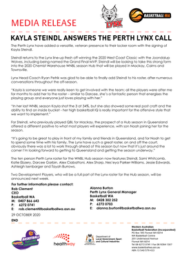 Media Release – Perth Lynx