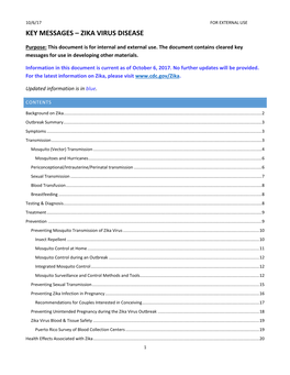 Key Messages – Zika Virus Disease