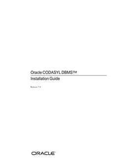 Oracle CODASYL DBMSTM Installation Guide