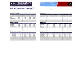 EXPORT LCL SAILING SCHEDULE 13 April 2021