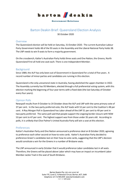 Queensland Election Analysis 30 October 2020