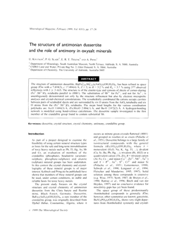 The Structure of Antimonian Dussertite and the Role of Antimony in Oxysalt Minerals