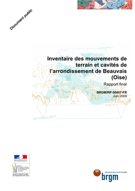 Inventaire Des Mouvements De Terrain Et Cavités De L'arrondissement De