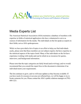 Media Experts List