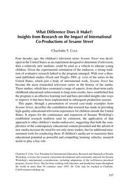 Insights from Research on the Impact of International Co-Productions of Sesame Street
