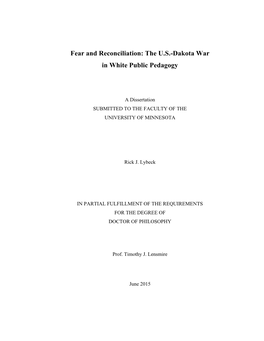 Fear and Reconciliation: the U.S.-Dakota War in White Public Pedagogy