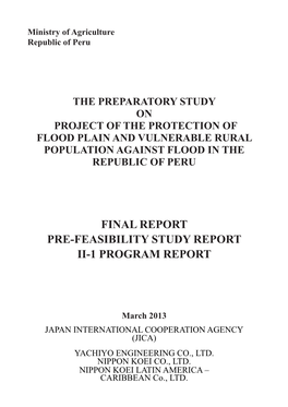 Final Report Pre-Feasibility Study Report Ii-1 Program Report